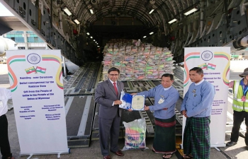 Handing-over ceremony of humanitarian relief cargo for the people of the Rakhine State